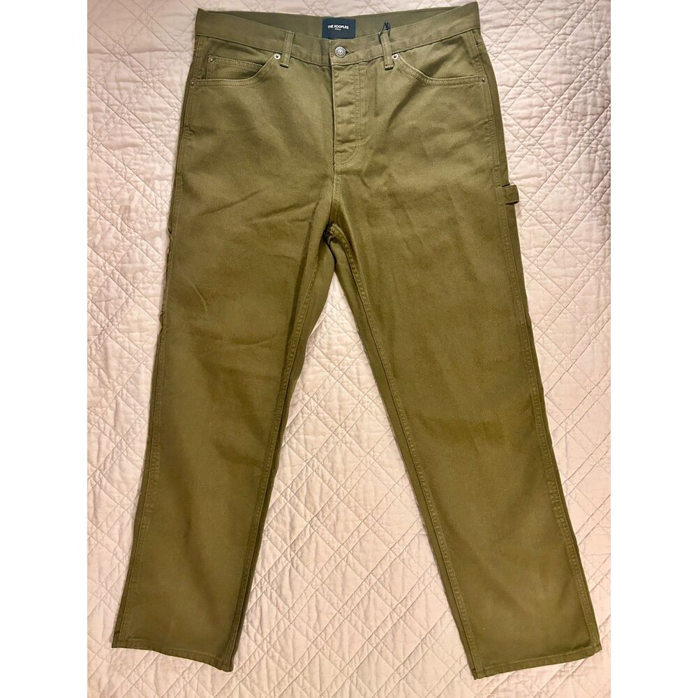 The Kooples Men's NWT Olive Green Heavy Denim Carpenter Work Pants 31x30